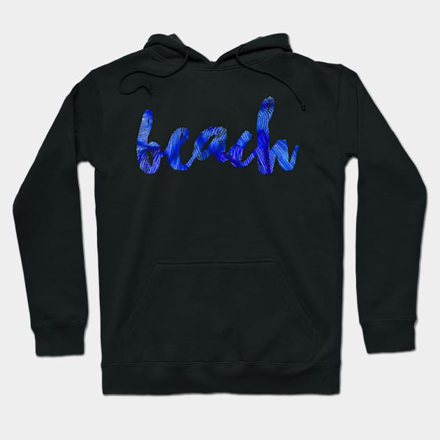 Dark blue 'Beach' Typography Design Hoodie by StylishTayla